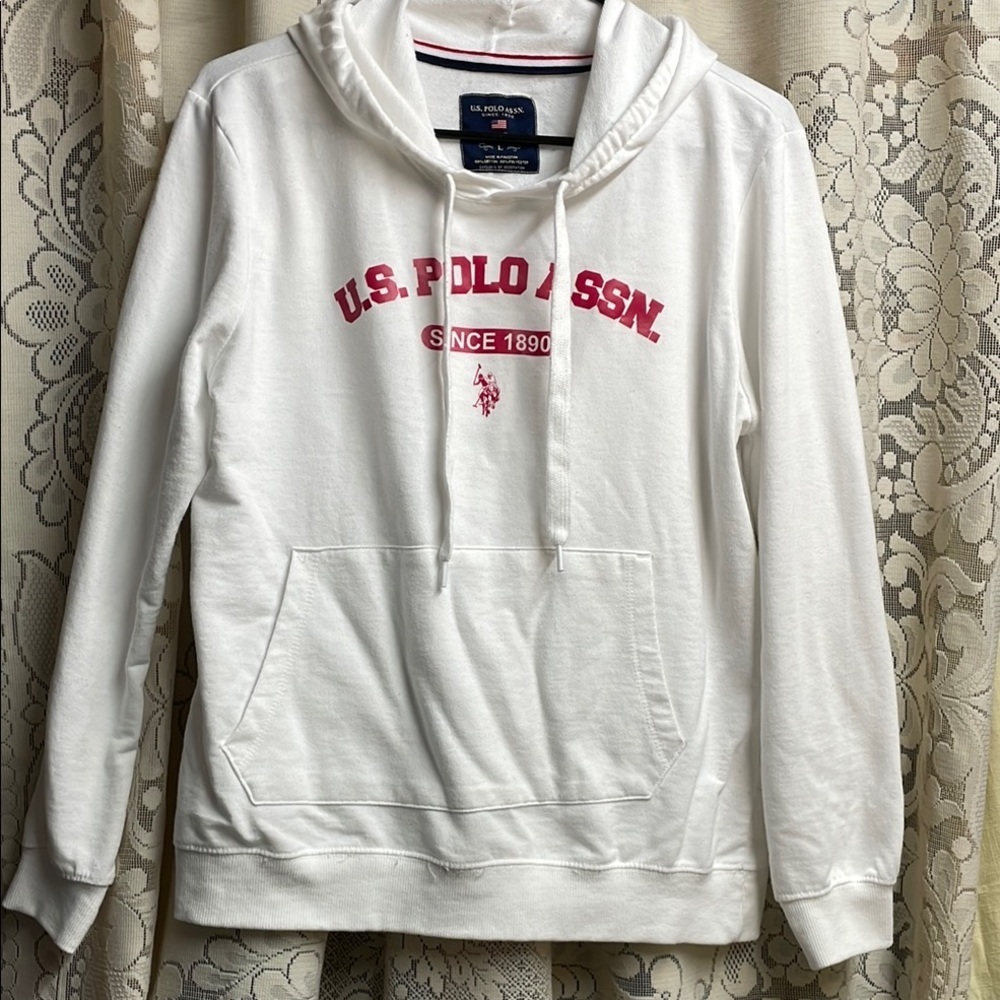 U.S. Polo Assn. White and Red Sweatshirts Casual Style